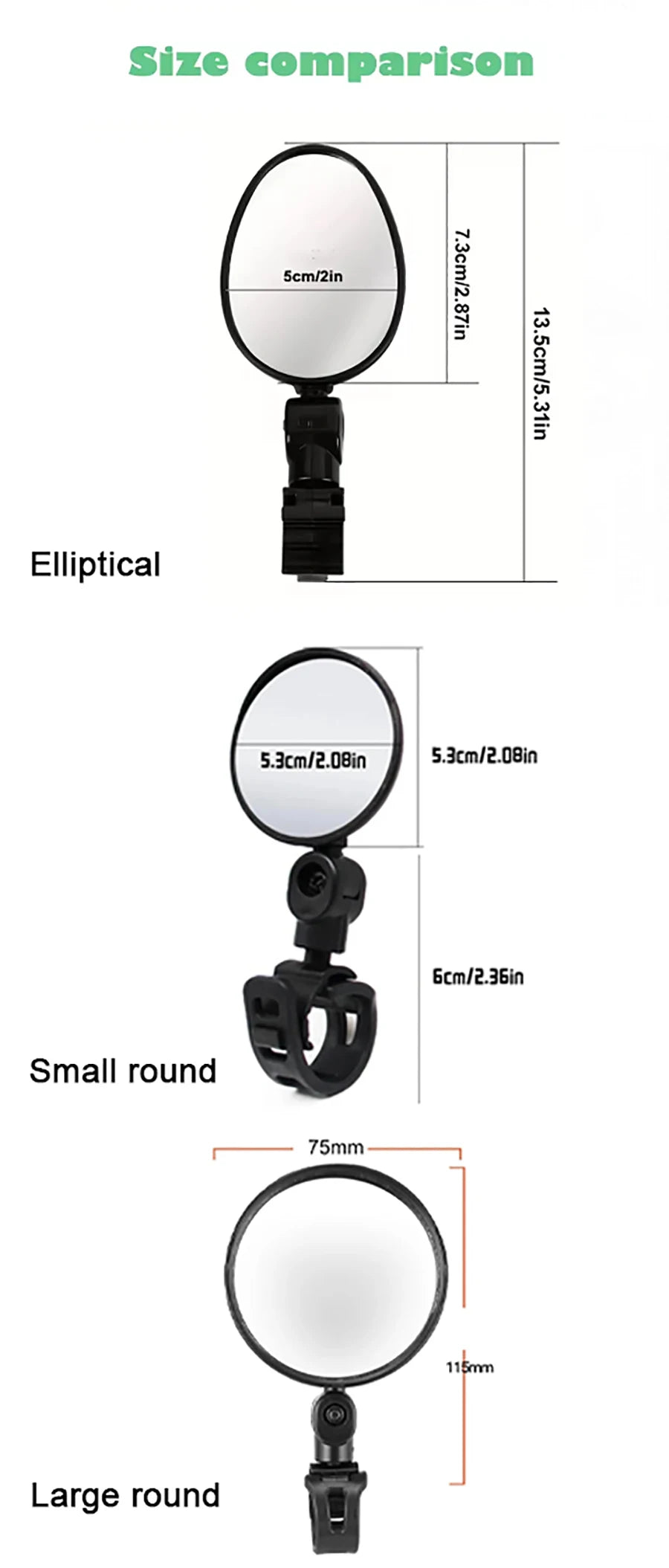 1/2PCS Bicycle Rearview Mirror 360 Degree Adjustable Rotatable Universal Cycling Handlebar Rear View Mirrors for MTB Road Bike