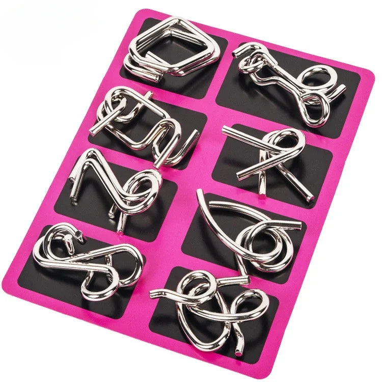 8Pcs/Set Metal Montessori Puzzle Wire Mind Brain Teaser Puzzles Children Adults Interactive Game Reliever Educational Toys