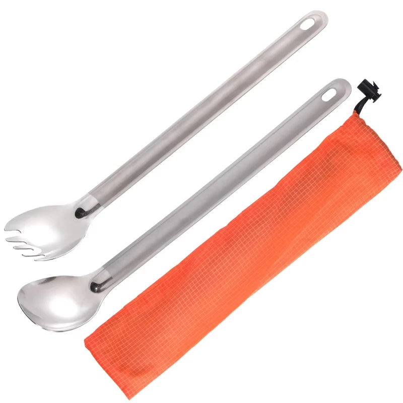 Tiartisan Titanium Long Handle Spork Spoon Cutlery Ultralight Tableware Outdoors Portable Dinnerware Camping Equipment