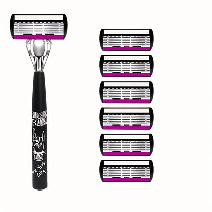 Razor Shaver for Men, Premium Shaving Shaver, 6-Layer Razor Face Beard Hair Comes with Replaceable Blades, 6-Layer Refills