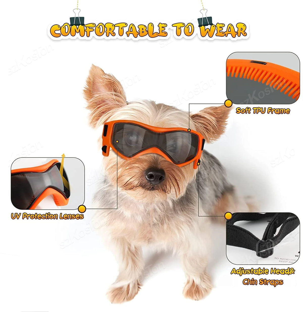 Dog Goggles Medium Small Breed Dog Sunglasses for Adjustable UV Protection Eyewear for Dog Puppy Outdoor Riding Driving