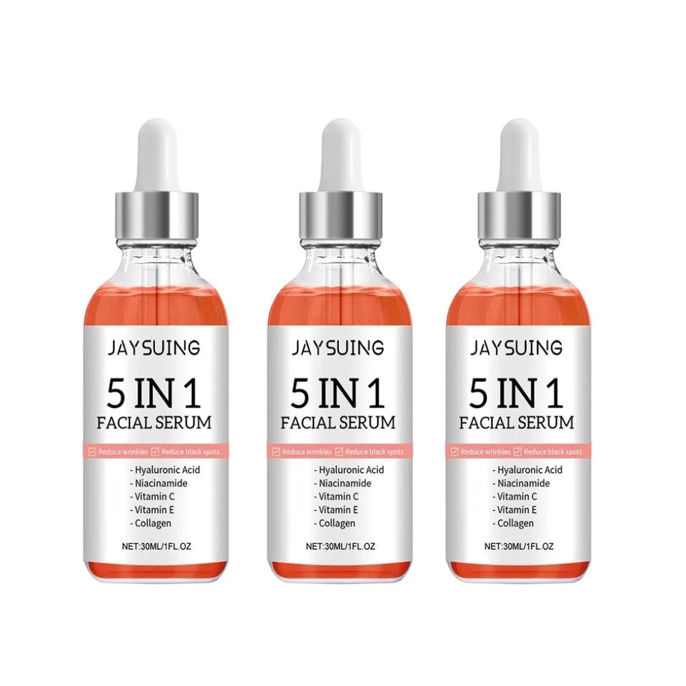 5 In 1 Fade Fine Lines Firming Face Serum Moisturizing Brightening Vitamin C Hyaluronic Acid Facial Serum Shrink Pores Skin Care