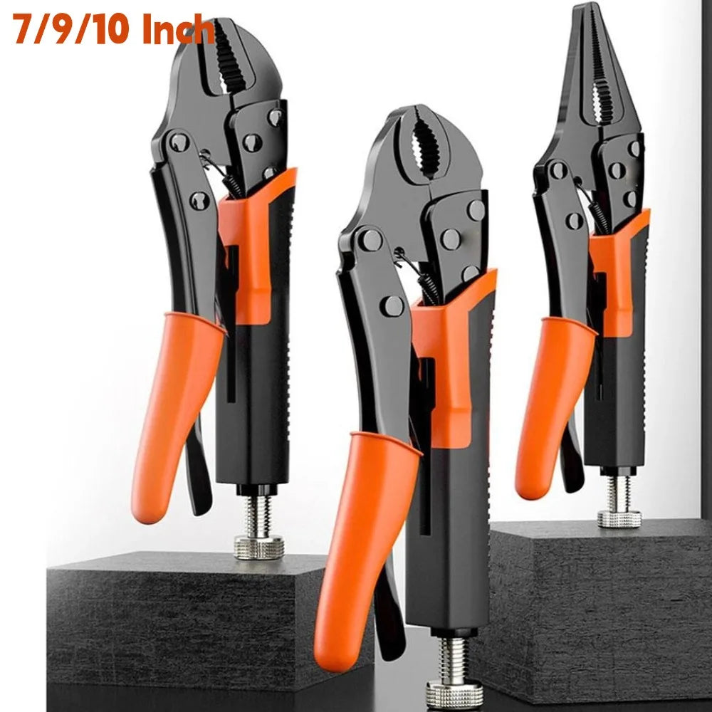 7/9/10 Inch Strong Locking Pliers Universal Multifunctional Pressure Pliers Round/Straight/Tip Mooth Pipe Wrench Hand Tools