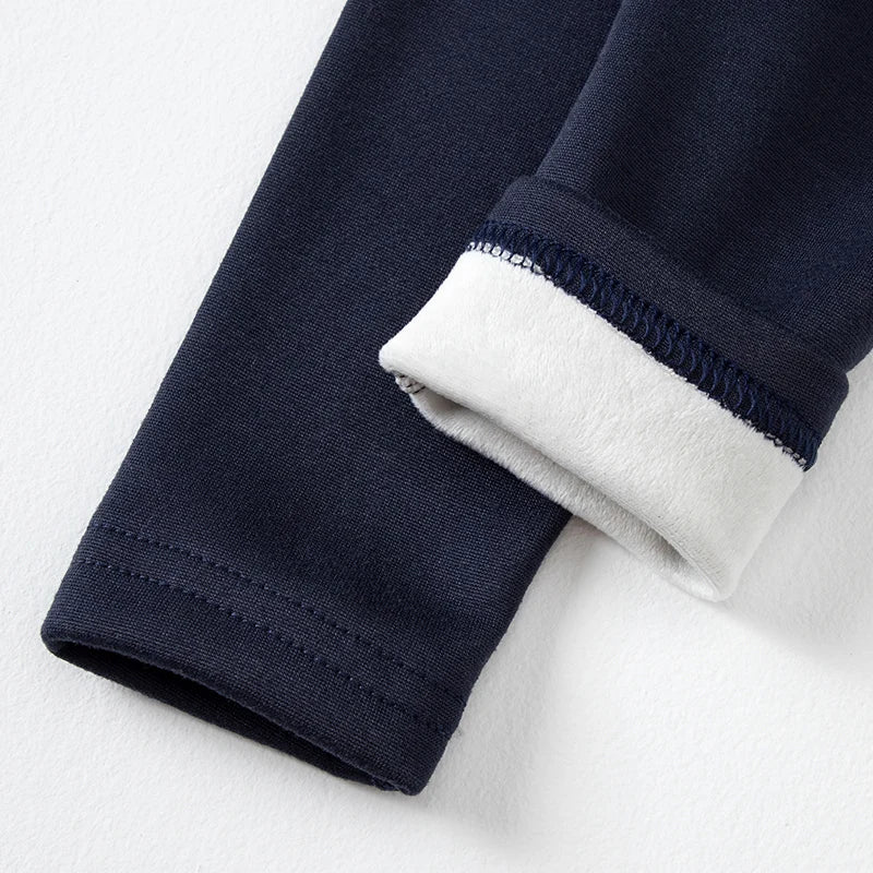 3/1 Piece Autumn And Winter Children Solid Color Thick Warm Leggings For Boys And Girls Sports And Casual With Fleece Long Pants