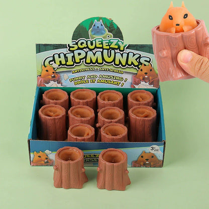 Funny Pop-Up Slow Rebound Squishy Cheese Mouse Cup Hand Antistress Reliever Squirrel Cup Toys for Children Adults