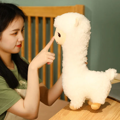 Furry Plush Llama Alpaca Plush Toy Stuffed Soft Long Plush Lifelike Alpaca Sheep Hug Throw Pillow Animals Nap Sleeping Pillow