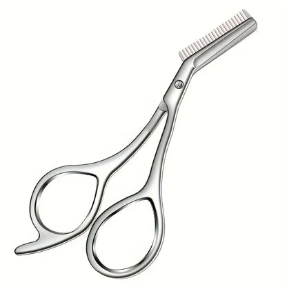 Professional Stainless Steel Eyebrow Scissors with Comb Teeth and Tweezers-Style Tip Heavy-Duty Sharp Blades Serrated Edge