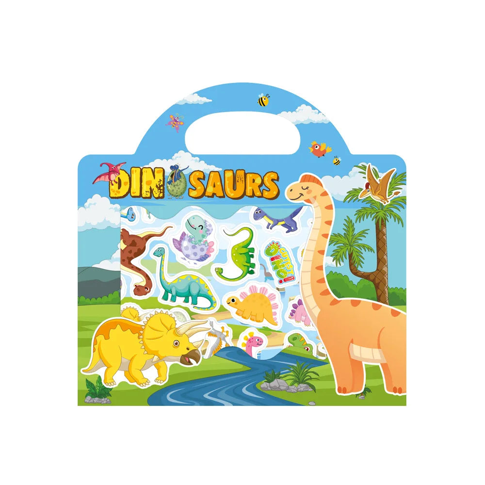 New Children Reusable Scene Cute Stickers DIY Puzzle Sticker Games Books Cartoon Animal Learning Cognition Toys For Kids Gift