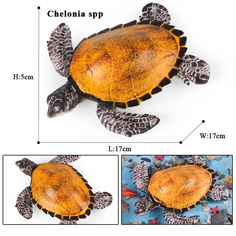 Oenux Ocean Animals  Leatherback Tortoise Turtle Growth Cycle Sea Life Model Figurines Action Figures PVC Education Kid Toy Gift