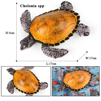 Oenux Ocean Animals  Leatherback Tortoise Turtle Growth Cycle Sea Life Model Figurines Action Figures PVC Education Kid Toy Gift