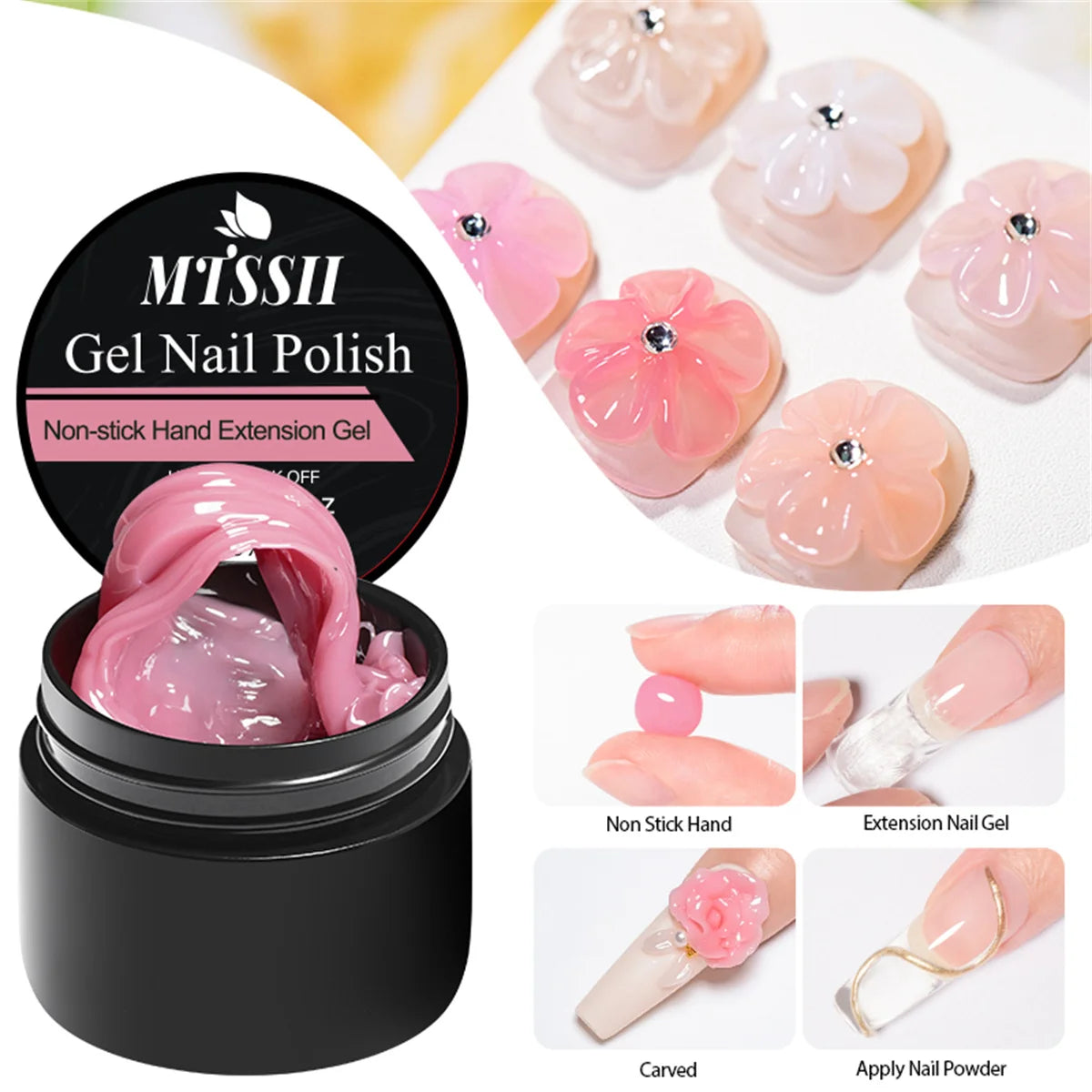 2/3pcs Clear Non-Stick Hand Extension Gel Nail Polish Set 3D Shaping/Sculpting/Carving UV/LED Gel Jelly Hard Gel Manicure DIY