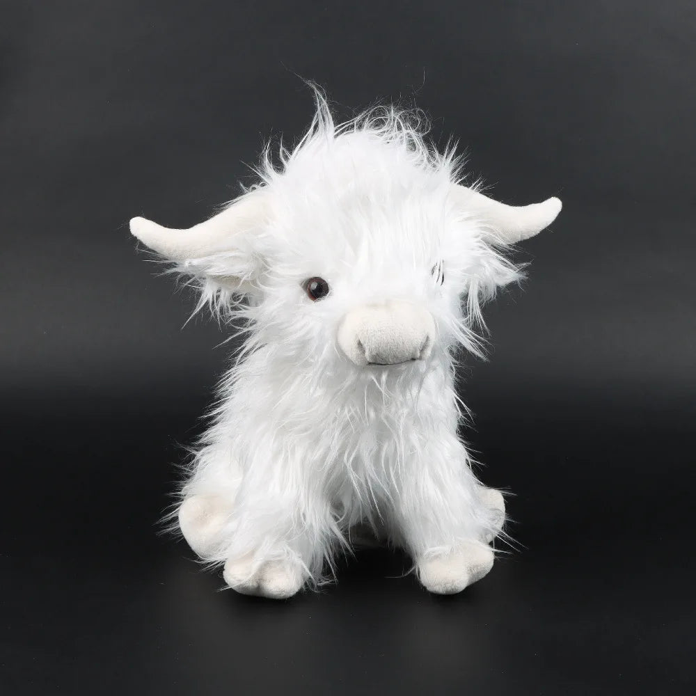 Simulation Highland Cow Animal Plush Doll Soft Stuffed Highland Cow Cattlle Plush Toy Plushie Gift for Kids Boys Girls