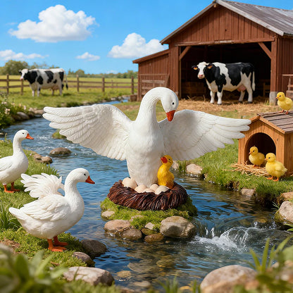 Oenux Poultry Model Simulation Goose Swan Gaggle Duck Flock Action Figures Farm Animals Figurine Miniature Education Kids Toy