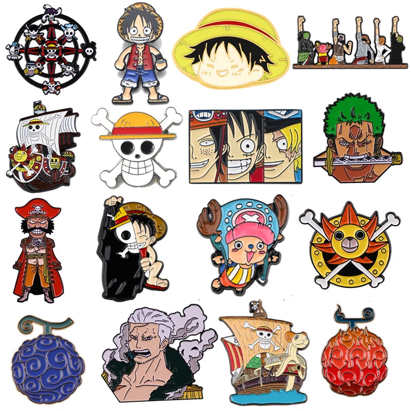 Japanese Anime Enamel Pin Cute Lapel Pin Devil Fruit Brooches for Backpack Manga Badges Jewelry Accessories