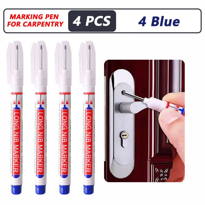 1-40PCS 20mm Deep Hole Long Nib Head Markers For Metal Perforating Pen Waterproof Bathroom Woodworking Decoration Multi-Purpose
