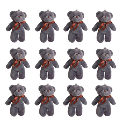 6/12pcs Mini Bear Plush Keychain Colorful Bear Stuffed Toy School Bag Pendant Teddy Doll Graduation Party Supplies Wedding Gift