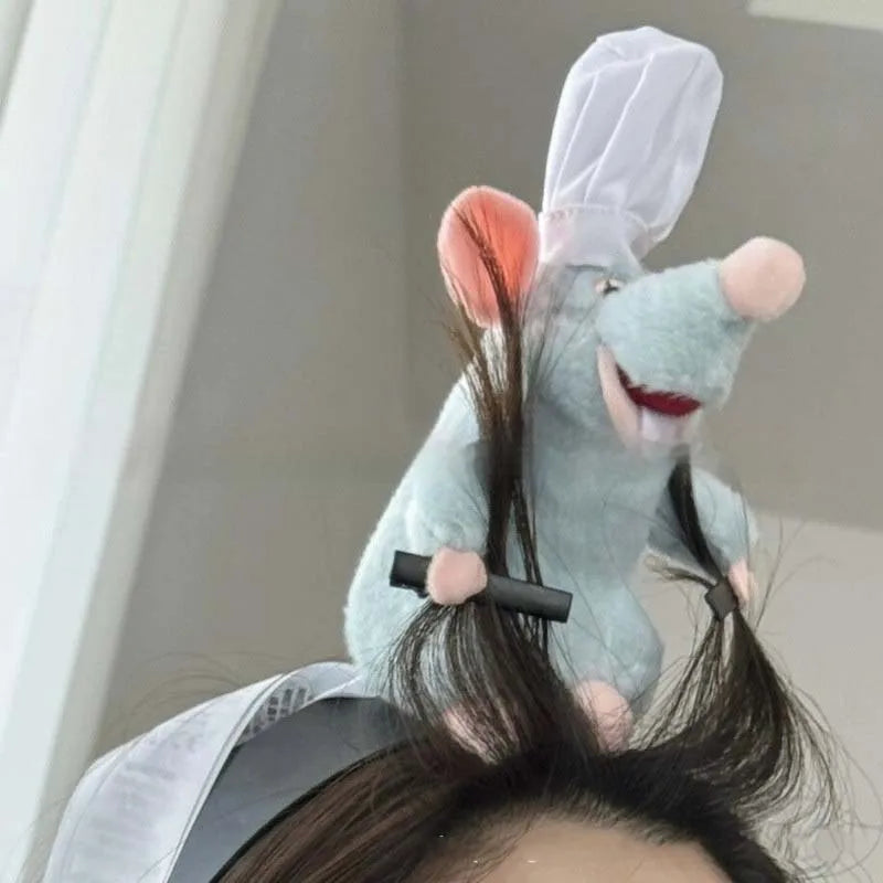 Disney Ratatouille Hairband Cartoon Plush Doll Headband French Wide-brimmed Hairpin Photo Headdress Creativity Kawaii Girl Gift