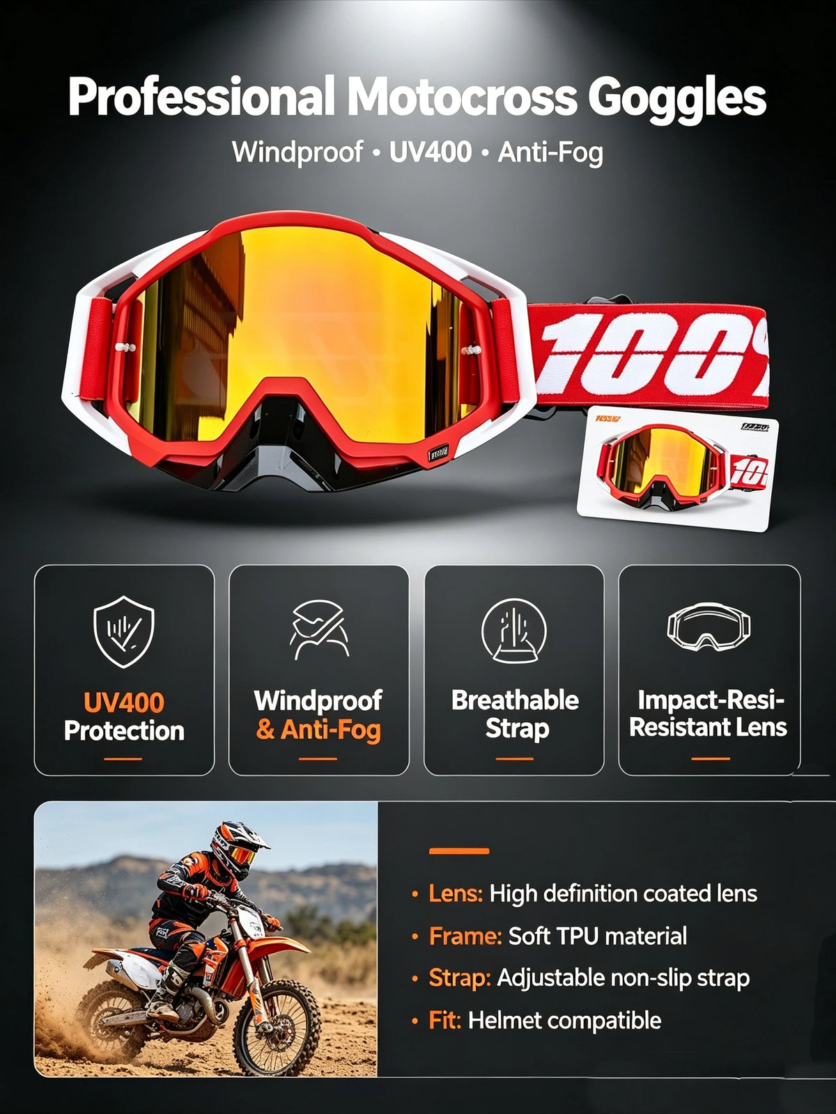 Off-road Goggles Motocross Glasses Motorcycle Sunglasses Man MTB ATV Mask Windproof Protection Skiing Cycling Racing Goggles