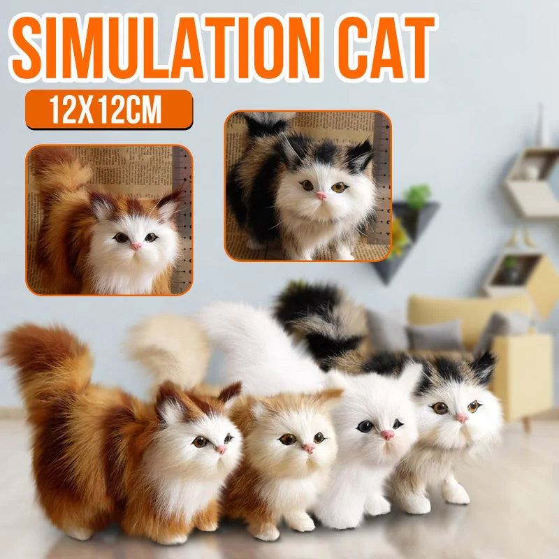 Cute Simulation Cat Plush Toys Hard Stuffed Kitten Model Fake Cat Realist Animals For Kids Girls Birthday Valentine's Day Gift