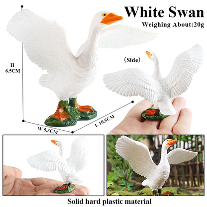 Oenux Poultry Model Simulation Goose Swan Gaggle Duck Flock Action Figures Farm Animals Figurine Miniature Education Kids Toy