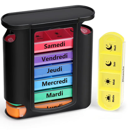 4-Compartment Weekly Pill Organizer - Morning, Noon, Evening, Night Pill Box for Easy Supplement Management
