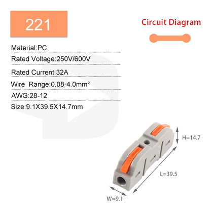 5PCS Fast Wire Connector Push-in Electrical Terminal Block Universal Splicing Wiring Cable Connectors For Cable Connection SPL ﻿