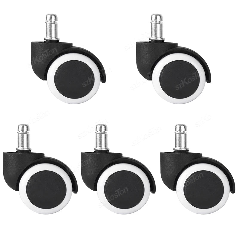 5 Pcs 2inch Universal Mute Office Chair Wheel Caster Heavy Duty Swivel Castor Replace Furniture Wheels Roller Rubber Brake DIY