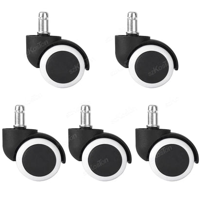 5 Pcs 2inch Universal Mute Office Chair Wheel Caster Heavy Duty Swivel Castor Replace Furniture Wheels Roller Rubber Brake DIY