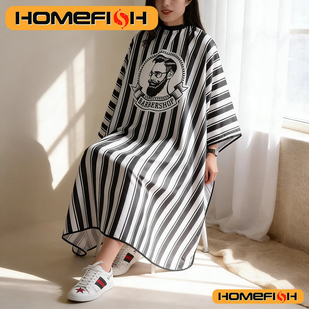 Non-Stick Striped Adult Hair Cutting Cloth - Oil-Resistant Apron for Hair Salon Hairstylists