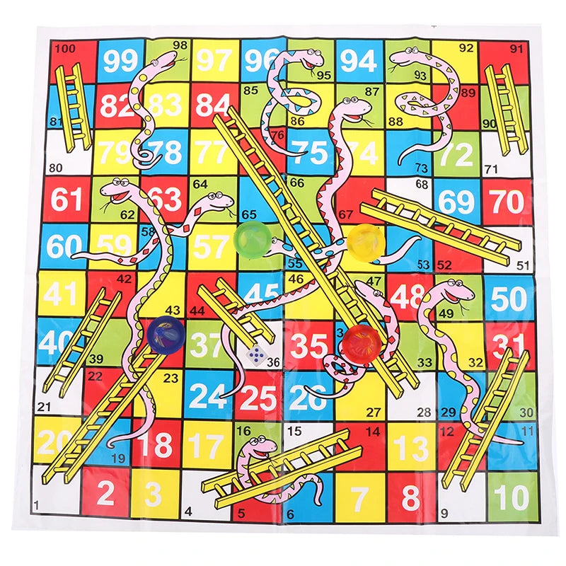 1Set Snake Ladder Educational Kids Children Toys Interesting Board Game Set Portable Flying Chess Board Family Board Game