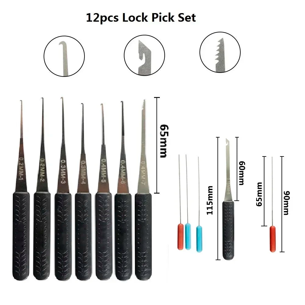 5 in 1 portable Lock Pick Set Locksmith Supplies Broken Key Auto Extractor Remove Hooks