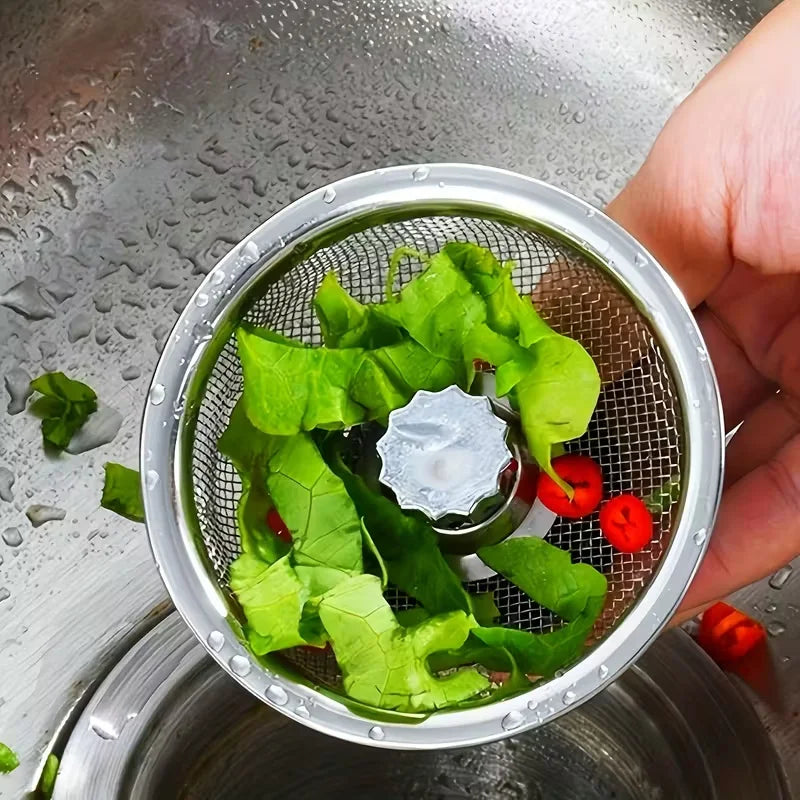 Stainless Steel Kitchen Sink Strainer - 8.13cm & 5.33cm Mesh, Non-Clogging for Bathroom, Washroom & Vanity