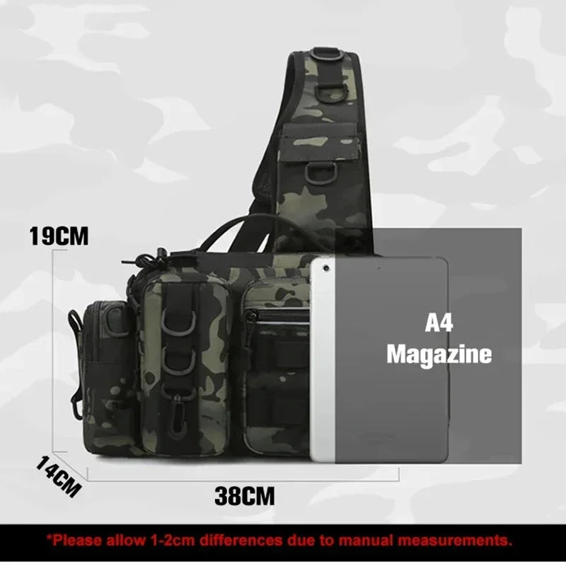 Large Capacity Fishing Gear Bag with Bait Box, 3-in-1 Shoulder Waist Crossbody Fishing Rod Storage Bag