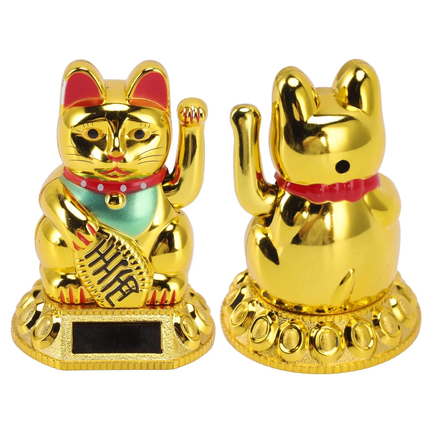 Chinese Lucky Cat Decoration Waving Arm Solar Light Induction Statue Figurine For Home Car Ornaments Golden Cat Decoration Cat
