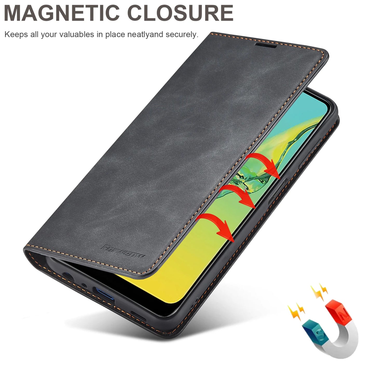 Leather Phone Case For Samsung S26 S25 edge S24 S23 FE S22 Ultra S21 S20 S10 Plus Note 20 10 9 Magntic Flip Card Wallet Cover