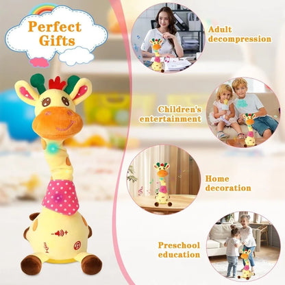 Repeating What You Say Dancing Talking Giraffe Toy with 10 Songs Plush Swaying Dancing Giraffe Adjustable Volume Glowing