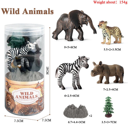 Oenux Miniature Animals Set Wild Sealife Farm Dinosaur Brinquedo Figurine Model Action Figures Zoo Cute Education Kids Toy Gift
