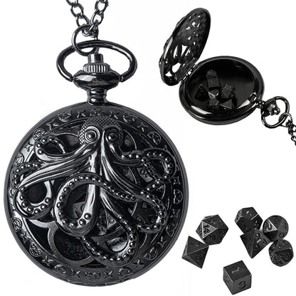 7pcs DND Mini Dice with Pocket Watch Case Set Portable Polyhedron Metal Dice Perfect for Dungeons&Dragons,Table RPG