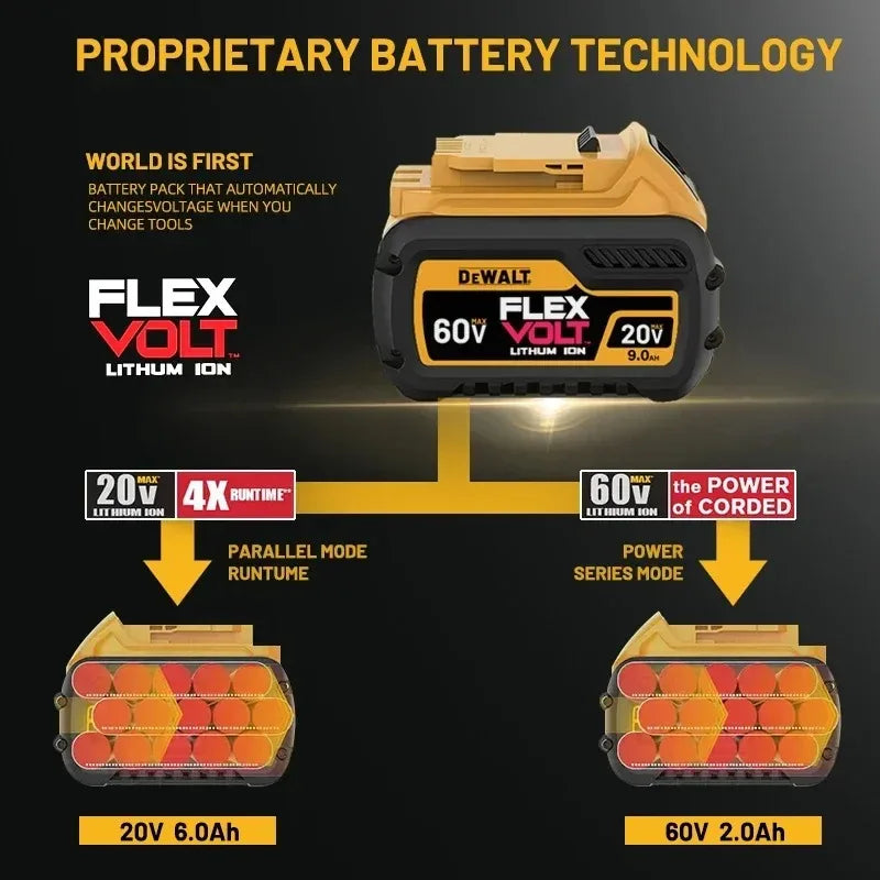 DeWALT Original Battery 20V/60V 9000mAh MAX FlexVolt for DCB606 DCB205 DCB206 DCB209 DCB182 Power Tool Air Transport