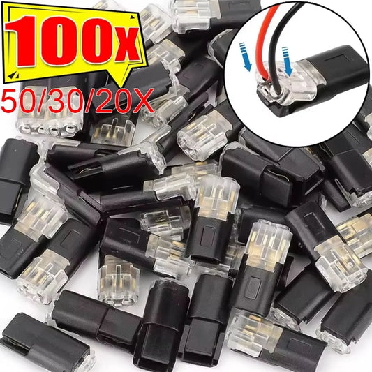 20-100P Double Wire Plug-in Connectors with Locking Buckle Car Wire 2 Way Terminal Block Waterproof Quick Connector Cable Clamps