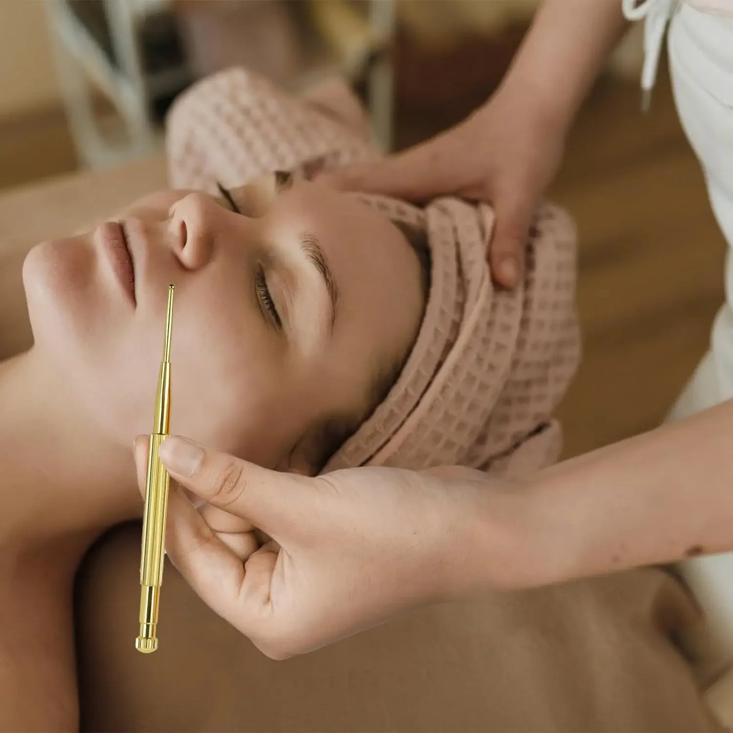 Facial Reflexology Massage Tool Retractable Acupuncture Pen Double Headed Spring Ear Care Tool Point Probe Pen Massager for Face