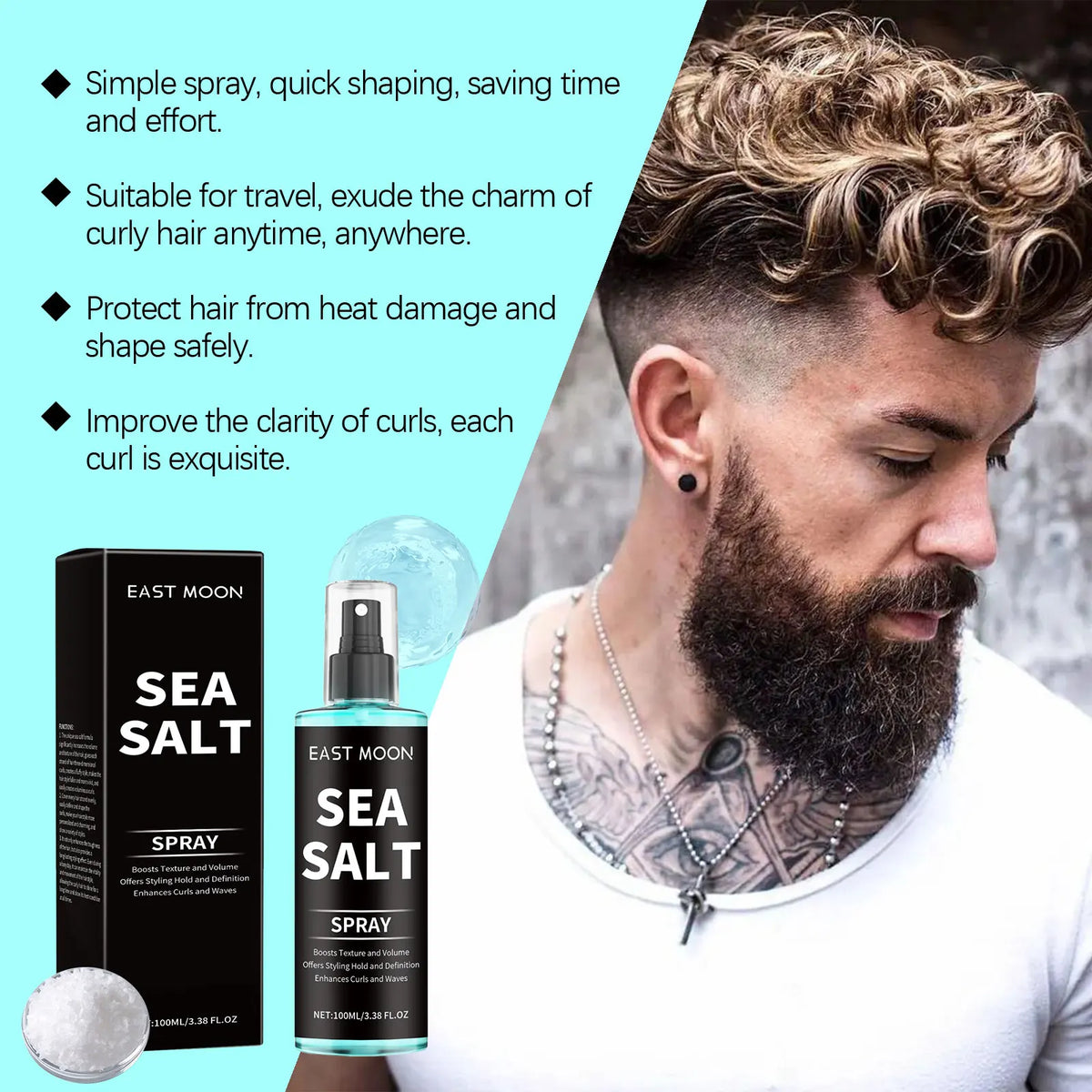 Sea Salt Hair Styling Spray Lazy Curl Defining Improving Thicken Strong Hold Non Greasy Fluffy Natural Wave Hair Nourishing Oil