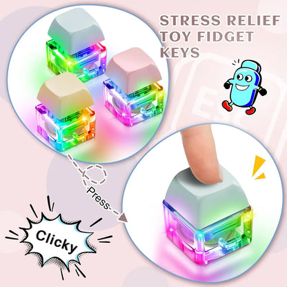 3/6PCS Keyboard Fidget Toy Keyboard Keychain Decompression Toys Button Stress Relief Gifts for Office School