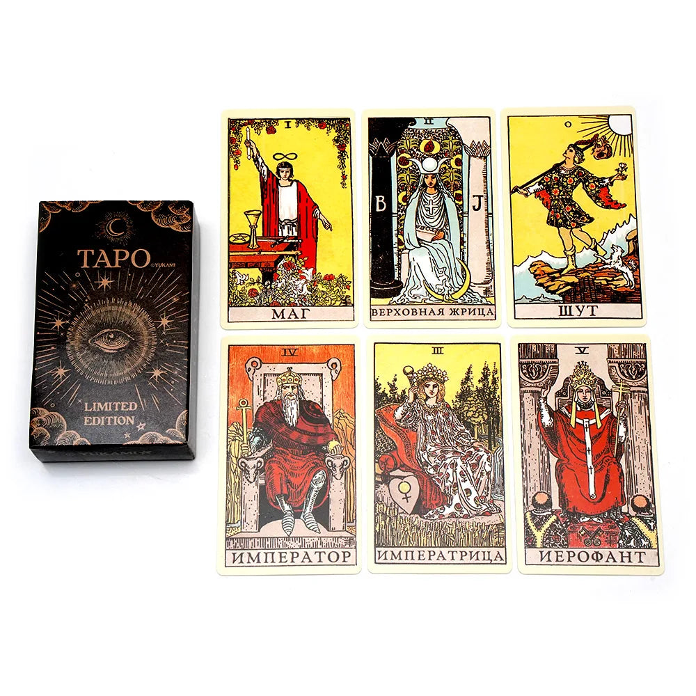78 Pcs Tarot Cards Classic Rider Waite Tarot Deck In Russian Language with Guidebook 10.5*6cm