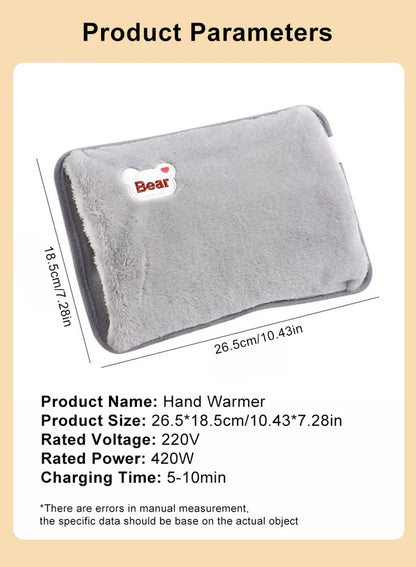 Electric Hot Water Bag Winter Portable Soft Electric Hand Warmer Rechargeable Reusable Explosion-Proof Warming Hand Pillow
