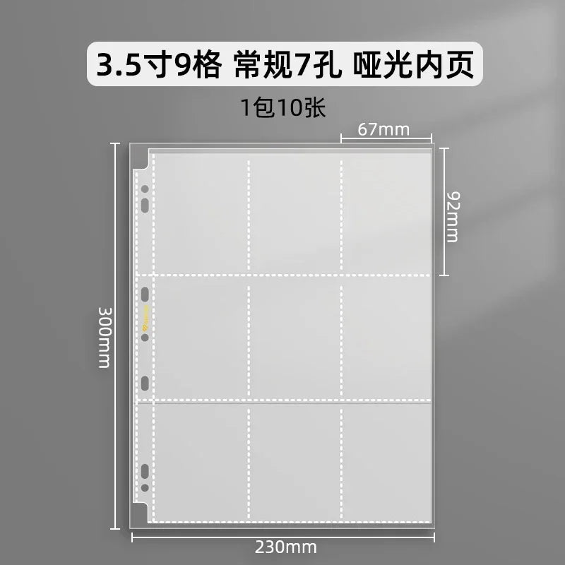 SINGBA 10pcs Clear Sheets Sleeve Acid free-No CPP loose-leaf Pages for A5/A4 Binder 4/ 9grid Pocket 3inch Photocard Protector
