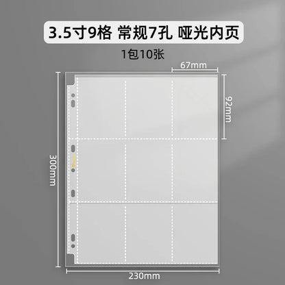 SINGBA 10pcs Clear Sheets Sleeve Acid free-No CPP loose-leaf Pages for A5/A4 Binder 4/ 9grid Pocket 3inch Photocard Protector