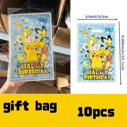 Decoration Pokemon Birthday Party Hats Pikachu Disposable Tableware Tablecloth Cup Plate Napkin Baby Shower Party Favors Pokemon