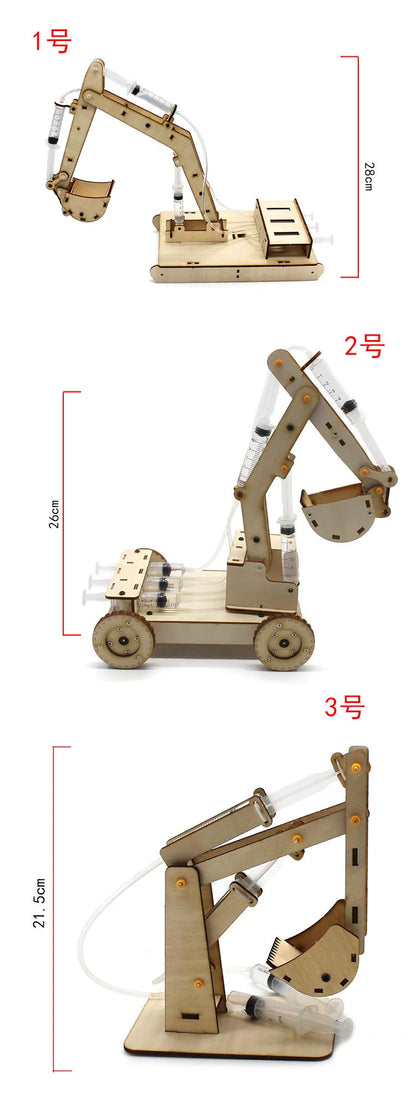 Kids DIY Science Toys Educational Scientific Experiment Kit Wood Tank / Music box / Balance/ Mechanical forceps/Excavator/Clock