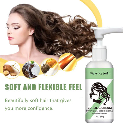 Water Ice Levin Curling Cream: Your Answer to Dry, Unruly Hair. Transform Frizz into Defined, Hydrated, and Bouncy Curls.
